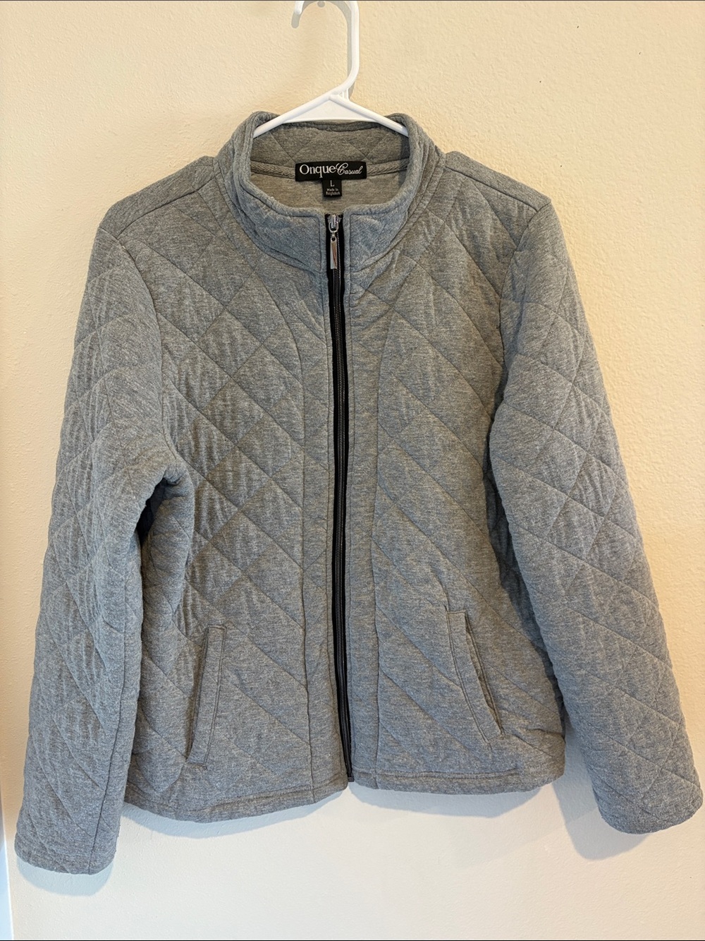 Quilted Zip-Front Jacket   Cotton spandex blend